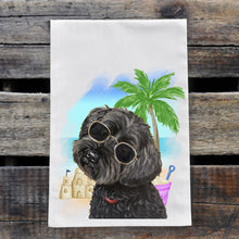 Load image into Gallery viewer, Beach Towel &#39;Yorkie Poo&#39;, Summer Dog Kitchen Decor
