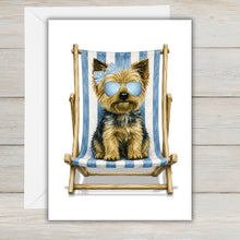 Load image into Gallery viewer, Coastal Yorkshire Terrier Greeting Card - Beach Dog Greeting Cards - Yorkie
