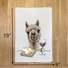 Load image into Gallery viewer, Alpaca With Wine Tea Towel - Alpaca Kitchen Decor - Alpaca Kitchen Towel
