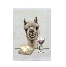 Load image into Gallery viewer, Alpaca With Wine Tea Towel - Alpaca Kitchen Decor - Alpaca Kitchen Towel
