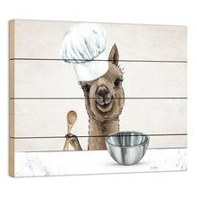 Load image into Gallery viewer, Pallet Wood Alpaca Sign &#39;Alpaca Baking&#39;, Farmhouse Alpaca Decor, Wood Art
