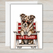 Load image into Gallery viewer, Coastal Australian Shepherd Greeting Card - Beach Dog Greeting Cards
