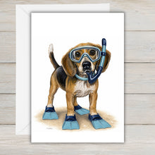 Load image into Gallery viewer, Coastal Beagle Greeting Card - Beach Dog Greeting Cards
