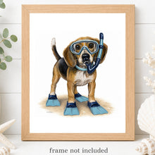 Load image into Gallery viewer, Coastal Beagle Art Print - Beach Dog Art Print
