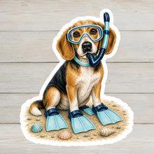 Load image into Gallery viewer, Beagle Vinyl Sticker - 4" Coastal Dog Stickers - Beach Themed
