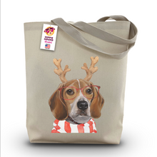 Load image into Gallery viewer, Dog Christmas Tote Bag, &#39;Beagle&#39;
