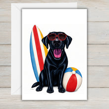 Load image into Gallery viewer, Coastal Black Lab Greeting Card - Beach Dog Greeting Cards
