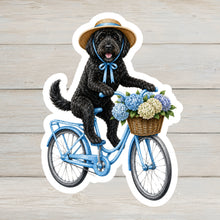 Load image into Gallery viewer, Black Labradoodle / Golden Doodle Vinyl Sticker - 4" Coastal Dog Stickers - Beach Themed
