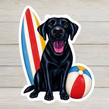 Load image into Gallery viewer, Black Lab Vinyl Sticker - 4" Coastal Dog Stickers - Beach Themed
