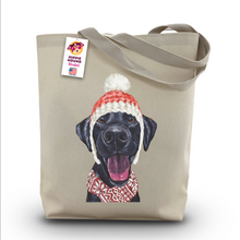 Load image into Gallery viewer, Dog Christmas Tote Bag, &#39;Black Lab&#39;

