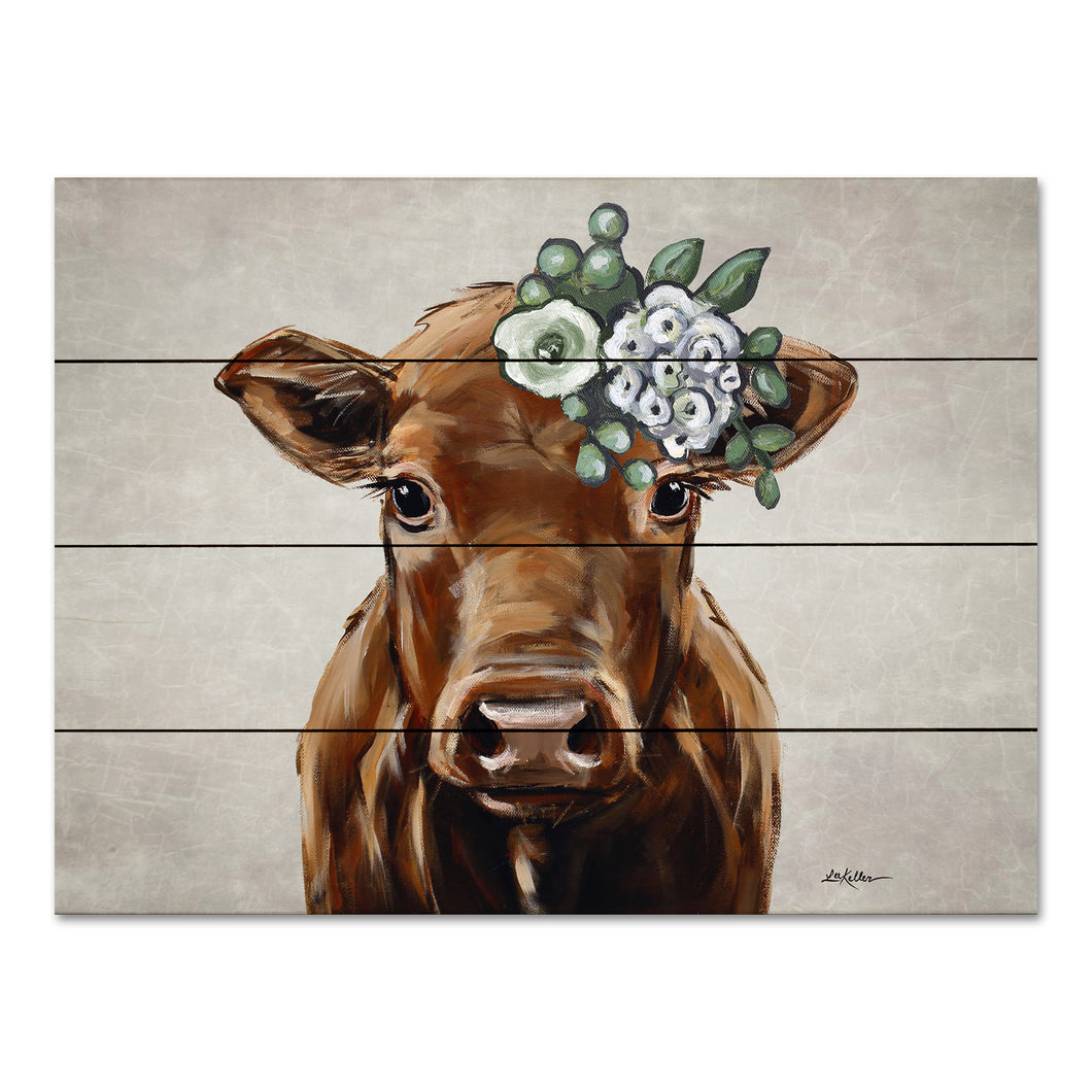 Pallet Wood Cow Sign 'Flower Cow', Farmhouse Cow Decor, Wood Art
