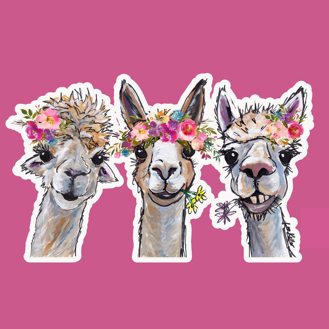 Bright Blooms Alpaca Sticker, 'Alpaca Trio', 4