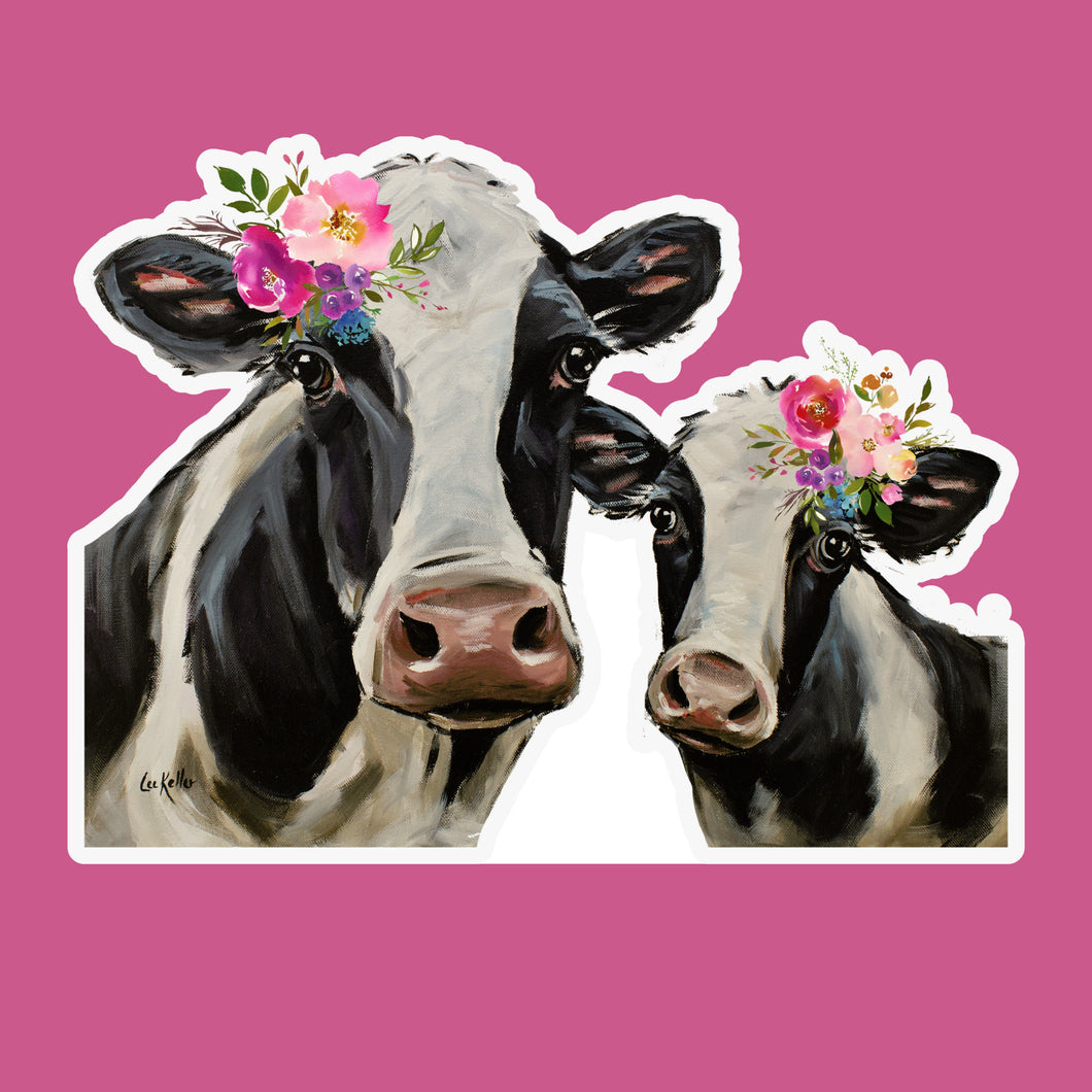 Bright Blooms Cow Sticker, 'Mom & Baby Cow', 4
