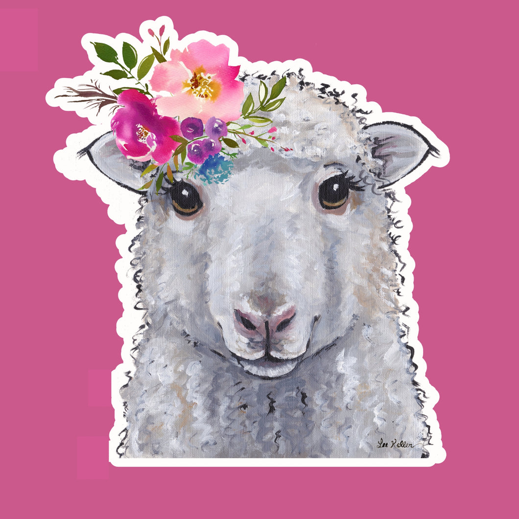 Bright Blooms Sheep Sticker, 'Stella', 4