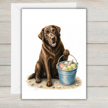 Load image into Gallery viewer, Coastal Chocolate Lab Greeting Card - Beach Dog Greeting Cards
