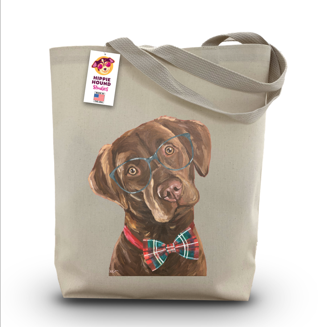 Dog Christmas Tote Bag, 'Chocolate Lab'