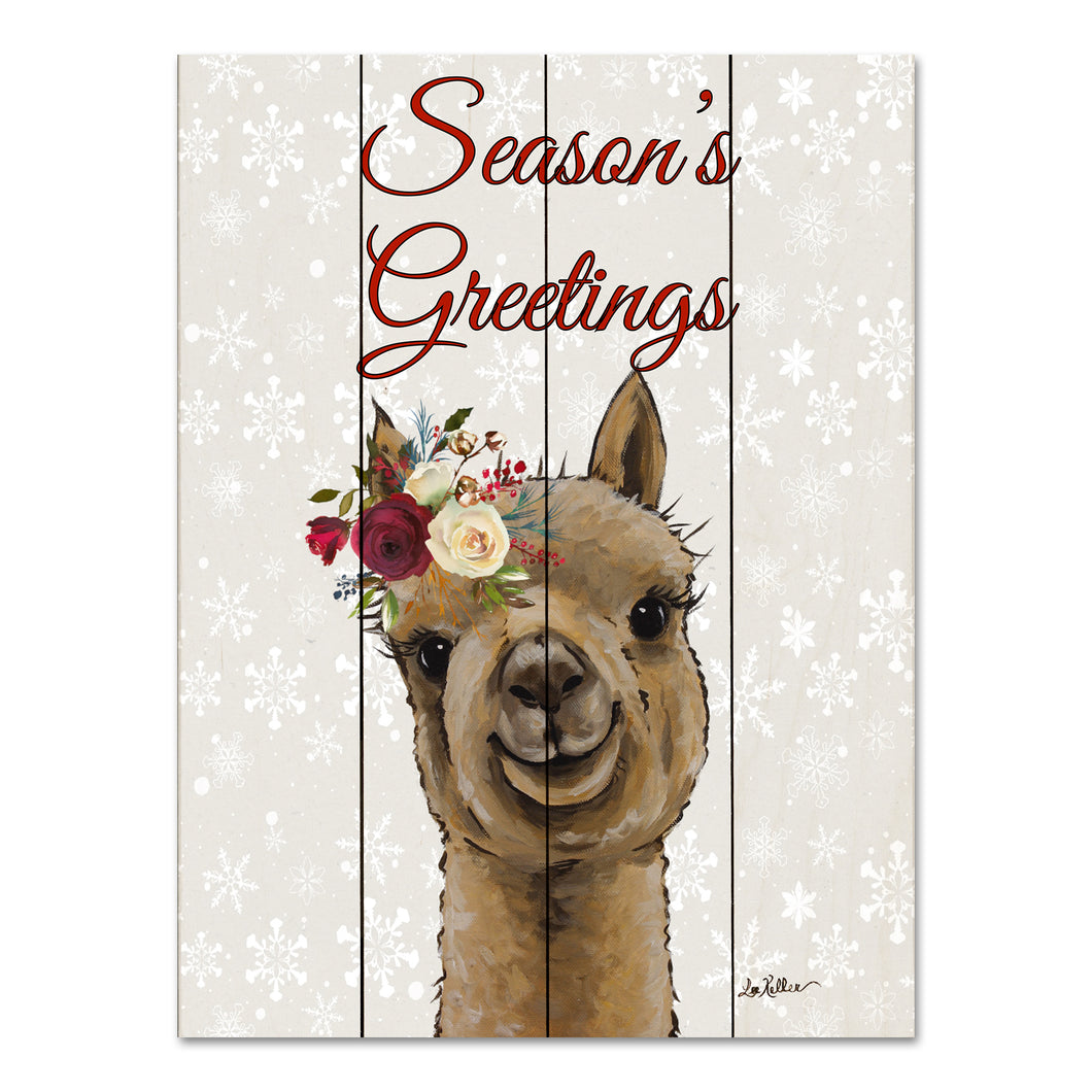 Christmas Pallet Wood Alpaca Sign 'Season's Greetings'