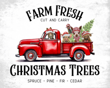 Load image into Gallery viewer, Christmas Farm Animal Art, &#39;Red Farm Truck&#39; Christmas Decor Animal Print
