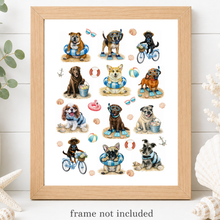 Load image into Gallery viewer, Beach Dogs Art Print - Coastal Dog Art Print - Collage - Scuba / Swim Tubes

