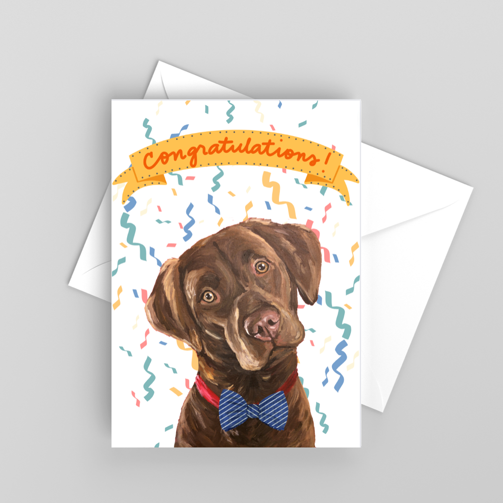 Chocolate Lab Greeting Card 'Congratulations', Cute Dog Card – Hippie ...