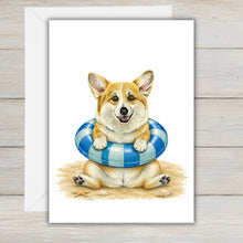 Load image into Gallery viewer, Coastal Corgi Greeting Card - Beach Dog Greeting Cards
