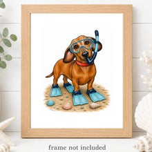 Load image into Gallery viewer, Dachshund Art Print - Beach Dog Art Print
