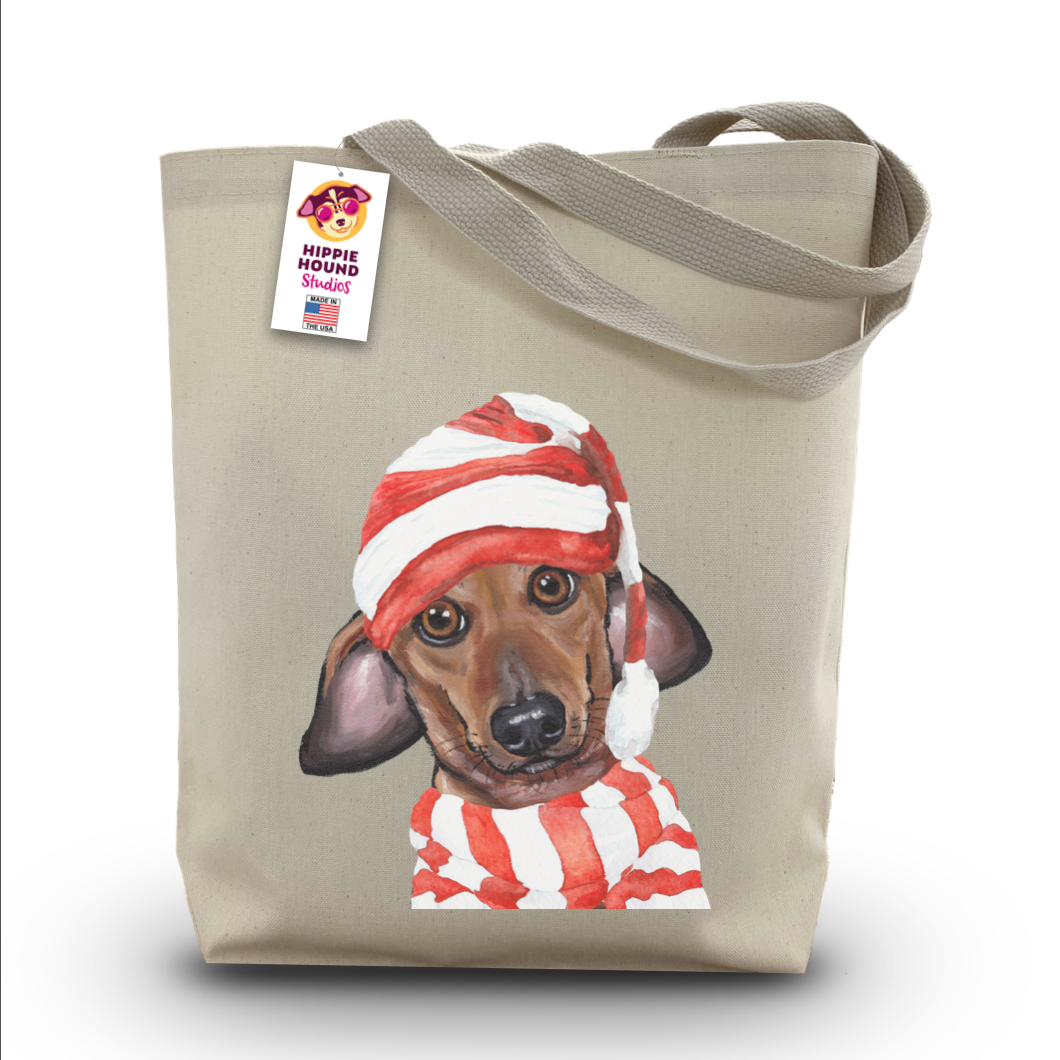 Dog Christmas Tote Bag, 'Dachshund'