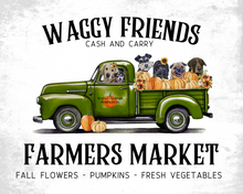 Load image into Gallery viewer, Fall Dogs Art, &#39;Green Farm Truck&#39; Fall Decor Dog Print
