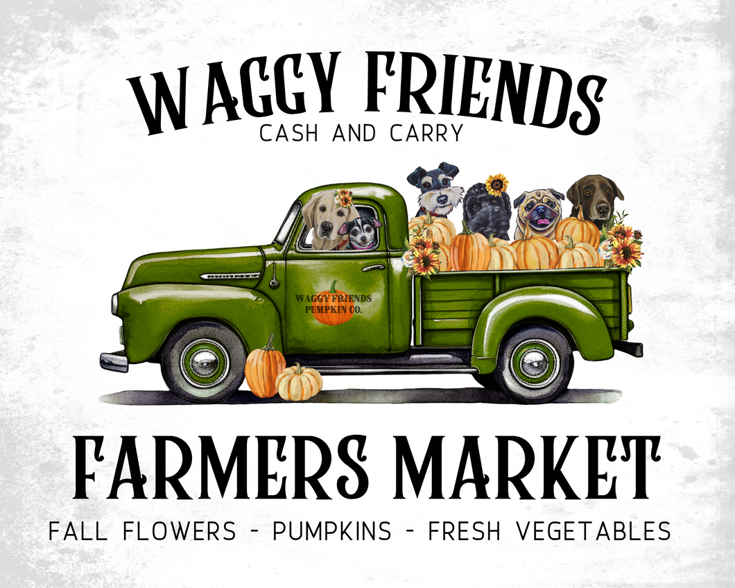 Fall Dogs Art, 'Green Farm Truck' Fall Decor Dog Print