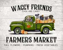Load image into Gallery viewer, Fall Dogs Art, &#39;Green Farm Truck&#39; Fall Decor Dog Print
