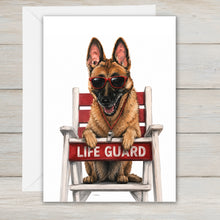 Load image into Gallery viewer, Coastal German Shepherd Greeting Card - Beach Dog Greeting Cards
