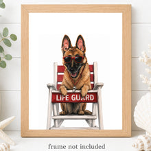 Load image into Gallery viewer, German Shepherd Art Print - Beach Dog Art Print
