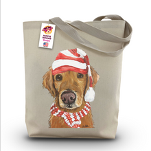 Load image into Gallery viewer, Dog Christmas Tote Bag, &#39;Golden Retriever&#39;
