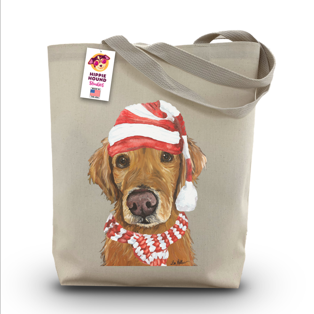 Dog Christmas Tote Bag, 'Golden Retriever'
