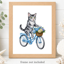 Load image into Gallery viewer, Gray Tabby Cat Art Print - Beach Cat Art Print
