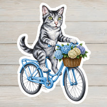 Load image into Gallery viewer, Gray Tabby Cat Vinyl Sticker - 4" Coastal Cat Sticker
