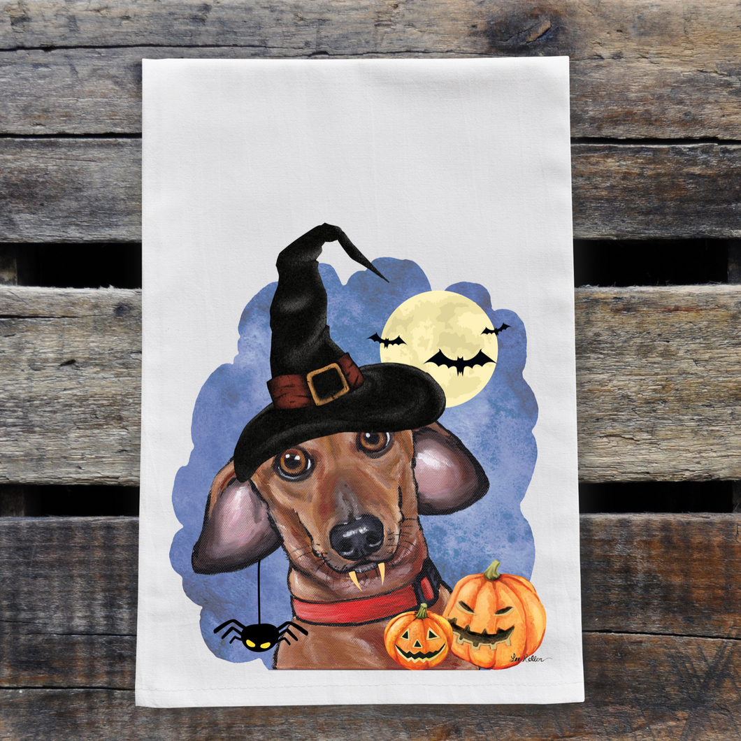 Dog Tea Towel 'Dachshund', Halloween Decor