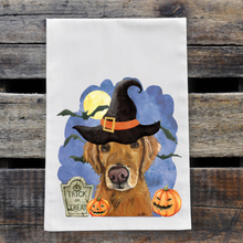 Load image into Gallery viewer, Dog Tea Towel &#39;Golden Retriever&#39;, Halloween Decor
