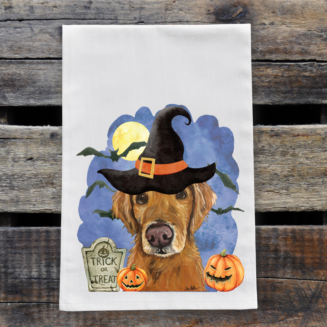 Dog Tea Towel 'Golden Retriever', Halloween Decor