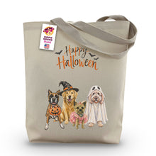 Load image into Gallery viewer, Happy Halloween Dogs Tote Bag, Funny Dogs Halloween Canvas Tote
