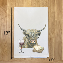 Load image into Gallery viewer, Highland Cow With Wine Towel, Highland Cow Kitchen Decor
