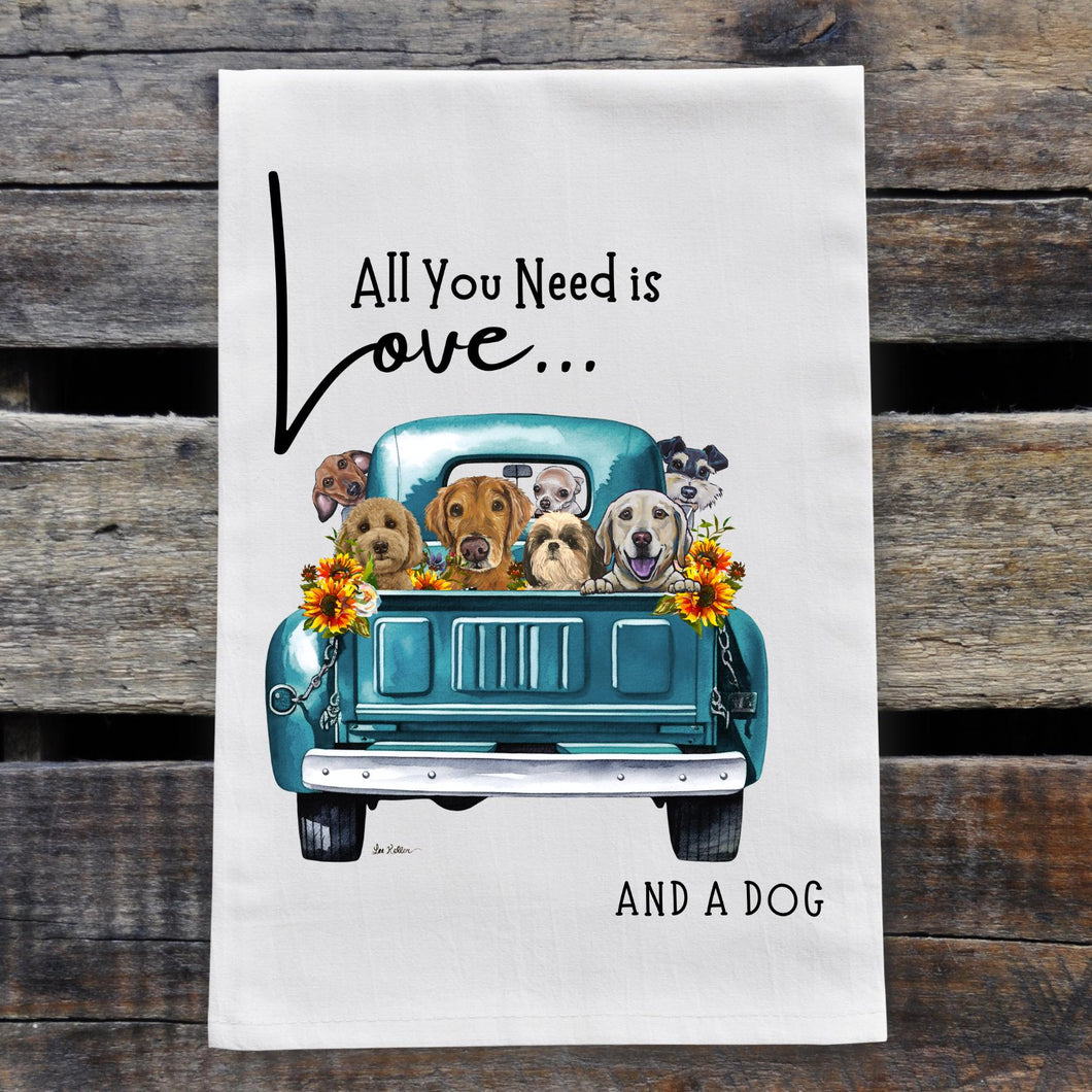 All You Need Is Dogs Love Towel, 'Blue Farm Truck'