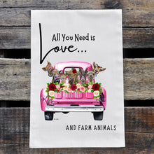 Load image into Gallery viewer, All You Need Is Farm Animals Love Towel, &#39;Pink Farm Truck&#39;
