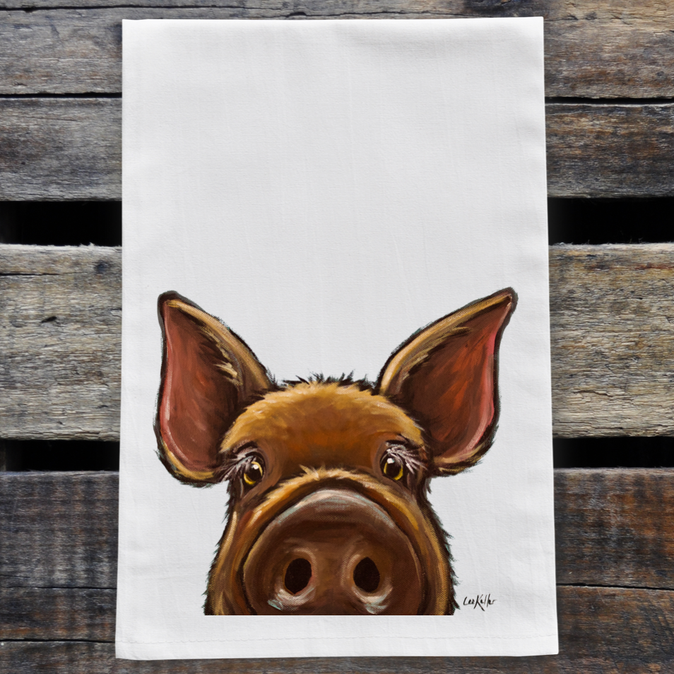 Pig Towel 'Elmer', Neutral Farmhouse Kitchen Decor