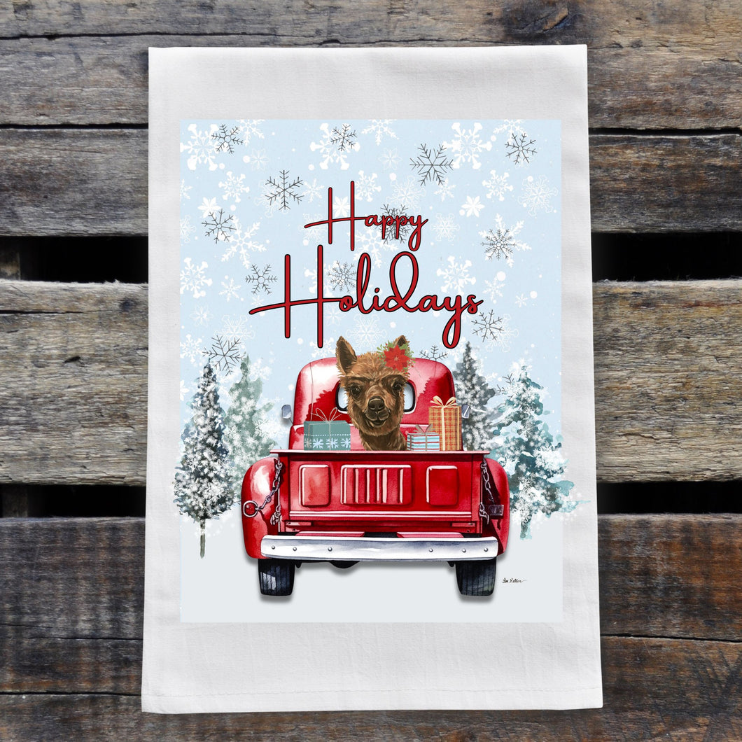 Christmas Alpaca Towel 'Fudge', Holiday Alpaca Towel