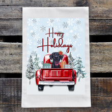 Load image into Gallery viewer, Christmas Dog Towel &#39;Black Lab&#39;, Holiday Dog Towel
