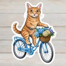 Load image into Gallery viewer, Orange Tabby Cat Vinyl Sticker - 4" Coastal Cat Sticker
