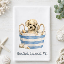 Load image into Gallery viewer, Coastal Poodle Tea Towel - MaltiPoo  Kitchen Towel - Option to Personalize
