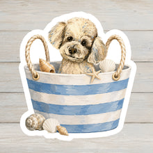 Load image into Gallery viewer, Poodle / Maltipoo Vinyl Sticker - 4" Coastal Dog Stickers - Beach Themed
