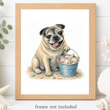 Load image into Gallery viewer, Pug Art Print - Beach Dog Art Print
